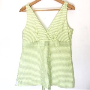 J. Crew • sleeveless top | v-neck | striped | tie